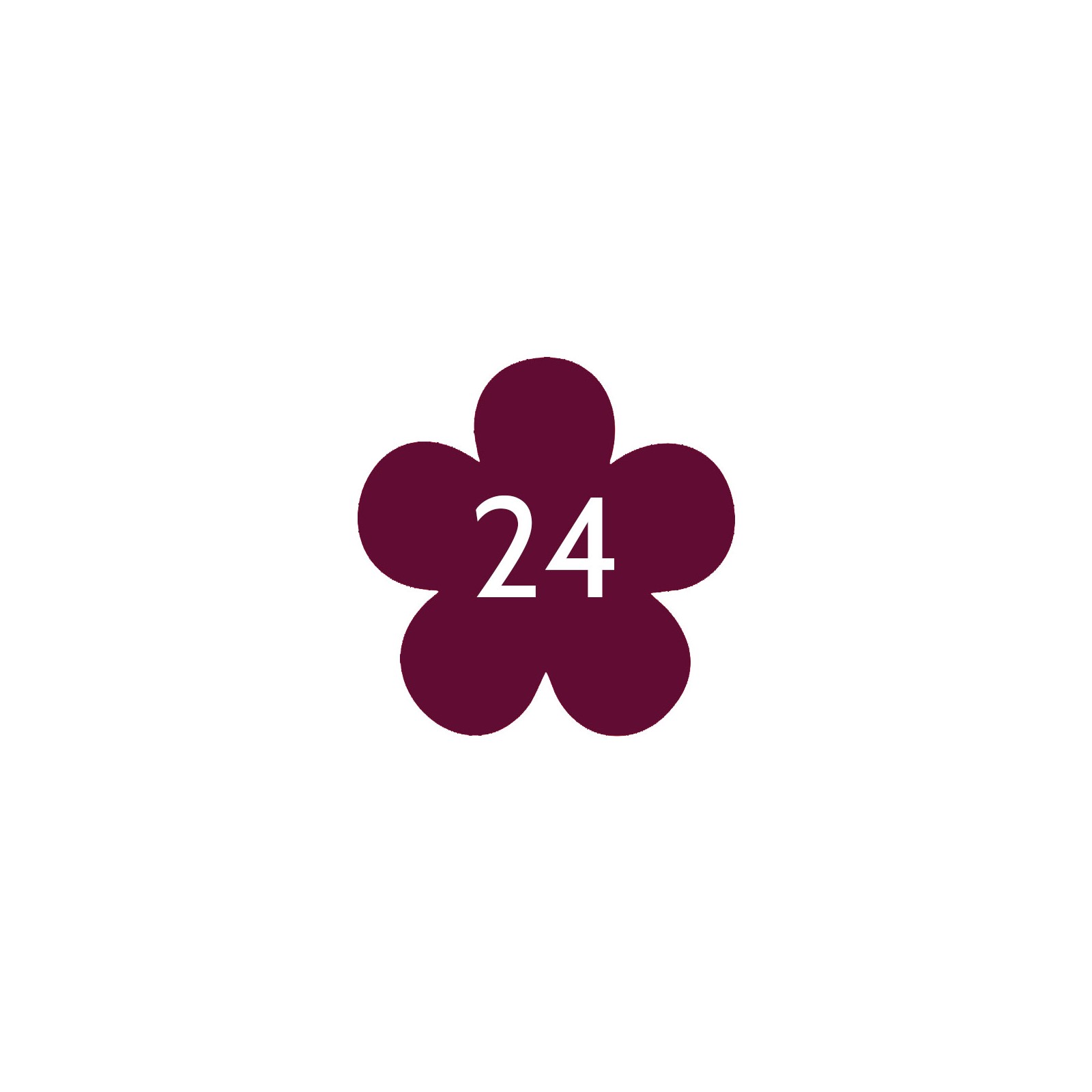 Numéro fantaisie personnalisable pour boite aux lettres couleur bordeaux chiffres blancs - Modèle Fleur