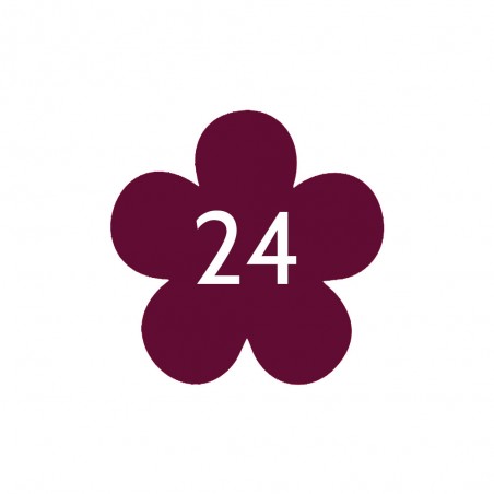 Numéro fantaisie personnalisable pour boite aux lettres couleur bordeaux chiffres blancs - Modèle Fleur