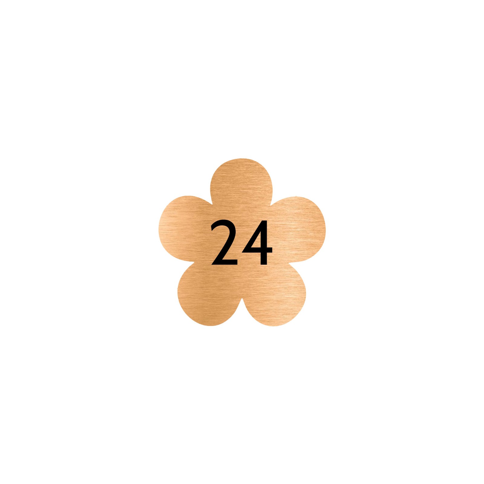 Numéro fantaisie personnalisable pour boite aux lettres couleur cuivre chiffres noirs - Modèle Fleur