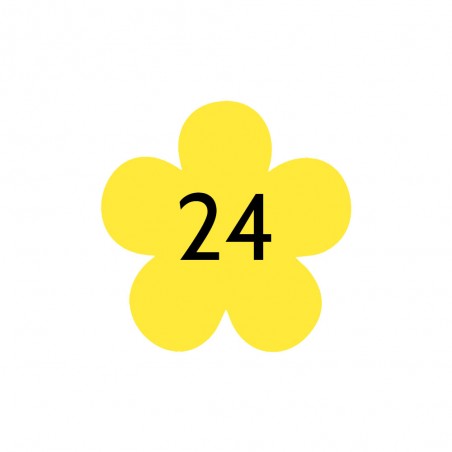 Numéro fantaisie personnalisable pour boite aux lettres couleur jaune chiffres noirs - Modèle Fleur