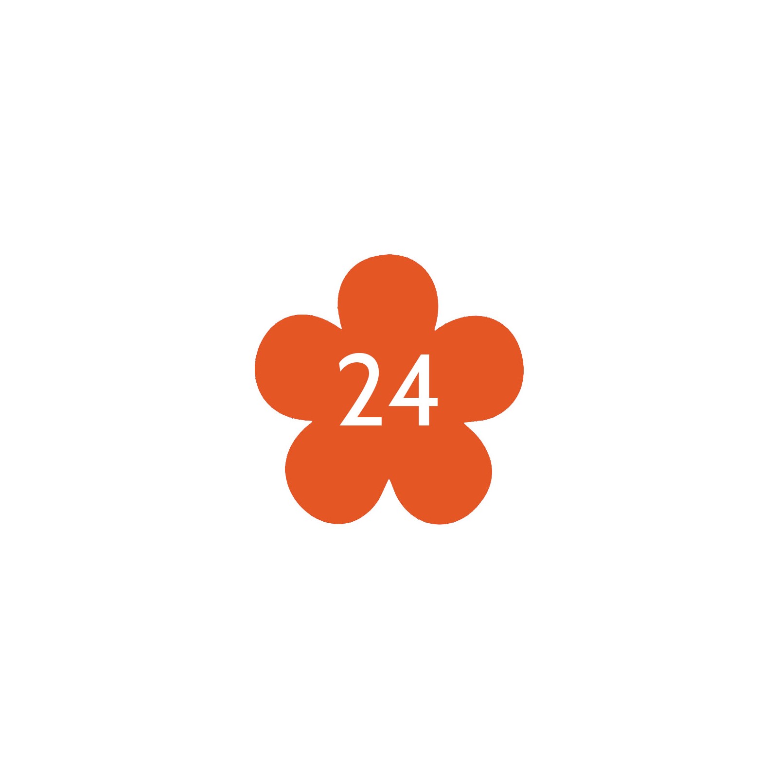Numéro fantaisie personnalisable pour boite aux lettres couleur orange chiffres blancs - Modèle Fleur