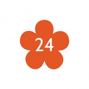 Numéro fantaisie personnalisable pour boite aux lettres couleur orange chiffres blancs - Modèle Fleur