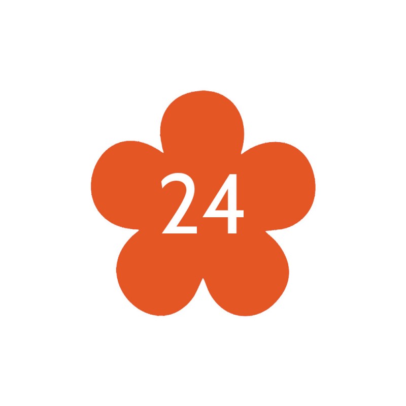 Numéro fantaisie personnalisable pour boite aux lettres couleur orange chiffres blancs - Modèle Fleur