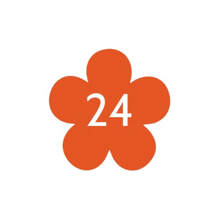 Numéro fantaisie personnalisable pour boite aux lettres couleur orange chiffres blancs - Modèle Fleur