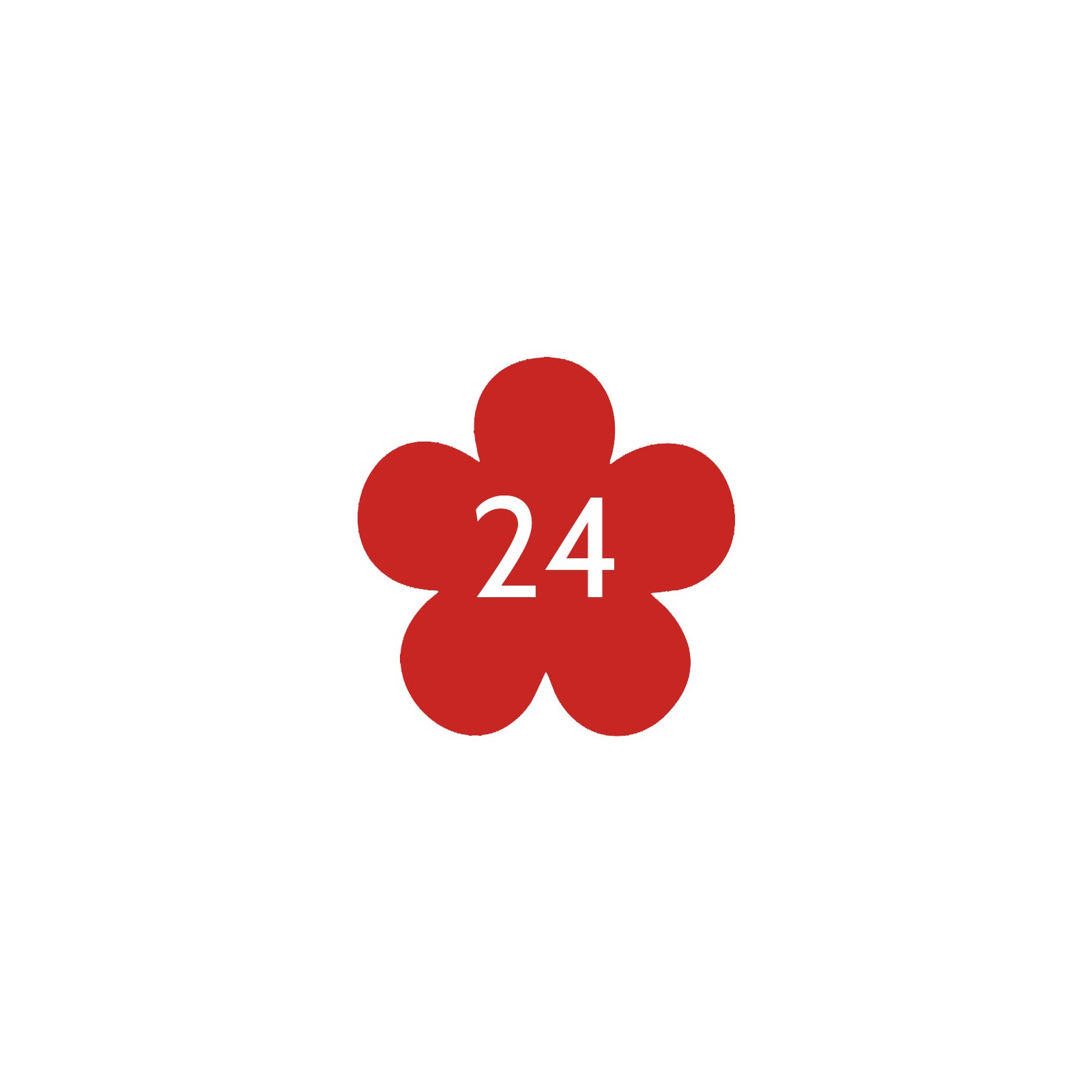 Numéro fantaisie personnalisable pour boite aux lettres couleur rouge chiffres blancs - Modèle Fleur