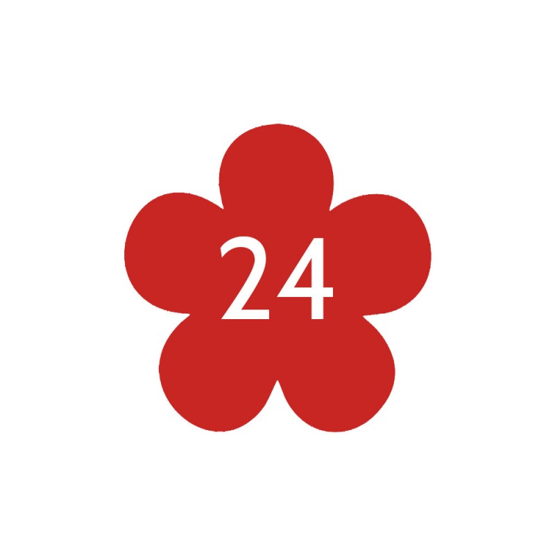 Numéro fantaisie personnalisable pour boite aux lettres couleur rouge chiffres blancs - Modèle Fleur
