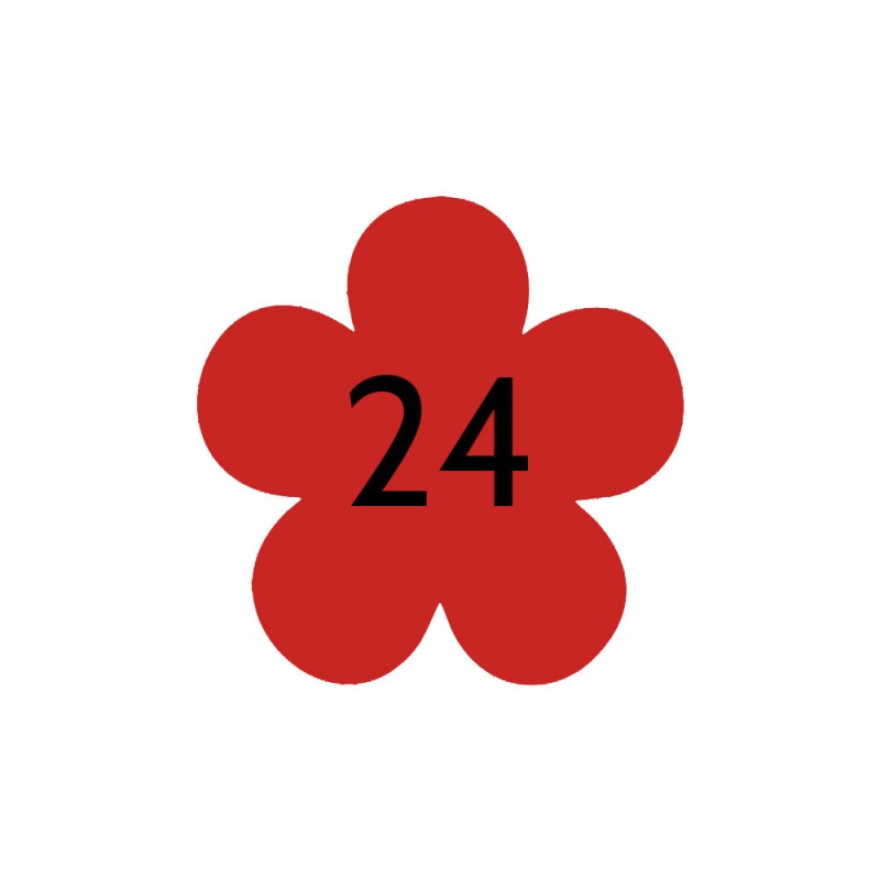 Numéro fantaisie personnalisable pour boite aux lettres couleur rouge chiffres noirs - Modèle Fleur