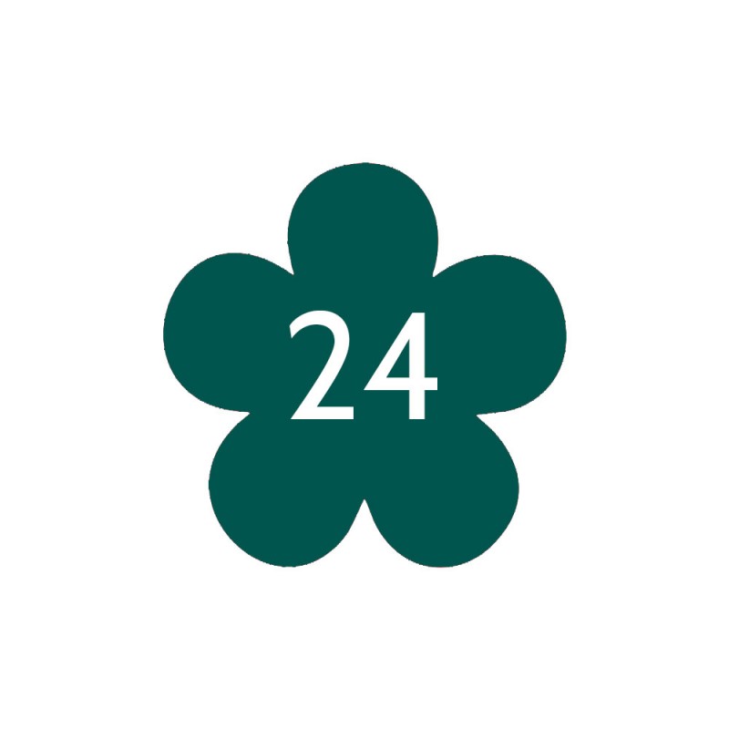 Numéro fantaisie personnalisable pour boite aux lettres couleur vert foncé chiffres blancs - Modèle Fleur Numéro fantaisie personnalisable pour boite aux lettres couleur vert foncé chiffres blancs - Modèle Fleur