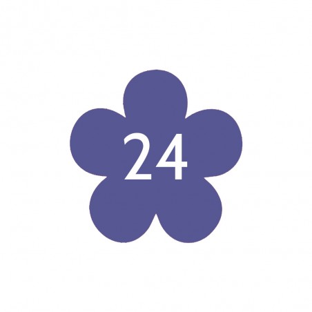 Numéro fantaisie personnalisable pour boite aux lettres couleur violet chiffres blancs - Modèle Fleur