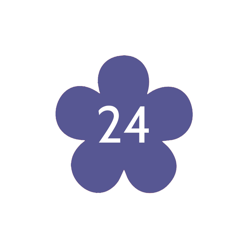 Numéro fantaisie personnalisable pour boite aux lettres couleur violet chiffres blancs - Modèle Fleur