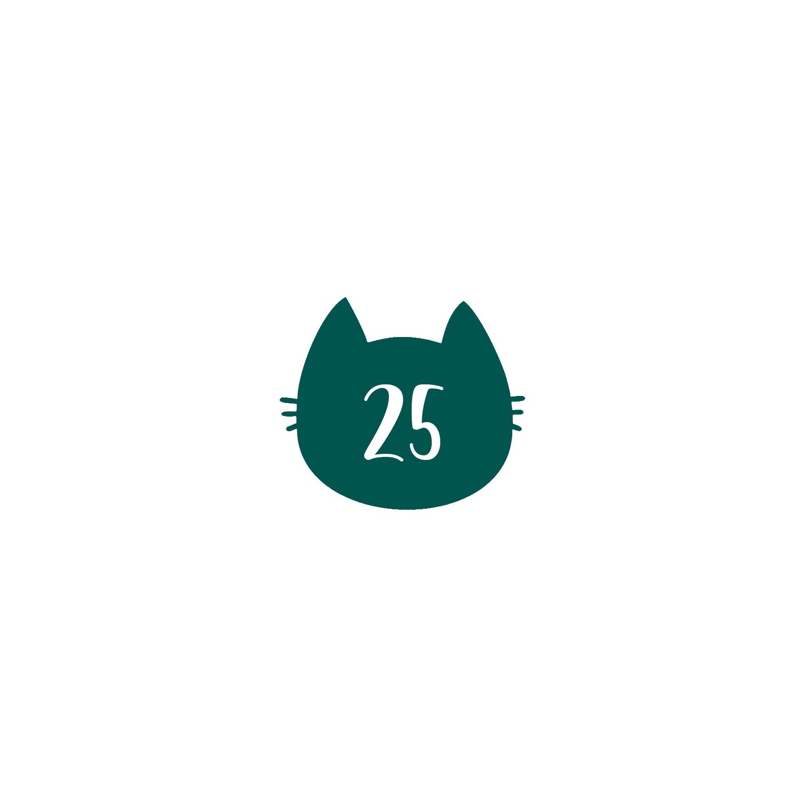 Numéro fantaisie personnalisable pour boite aux lettres couleur vert foncé chiffres blancs - Modèle Chat