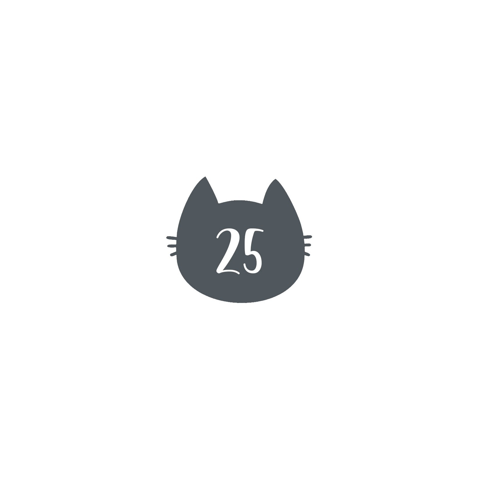 Numéro fantaisie personnalisable pour boite aux lettres couleur gris chiffres blancs - Modèle Chat