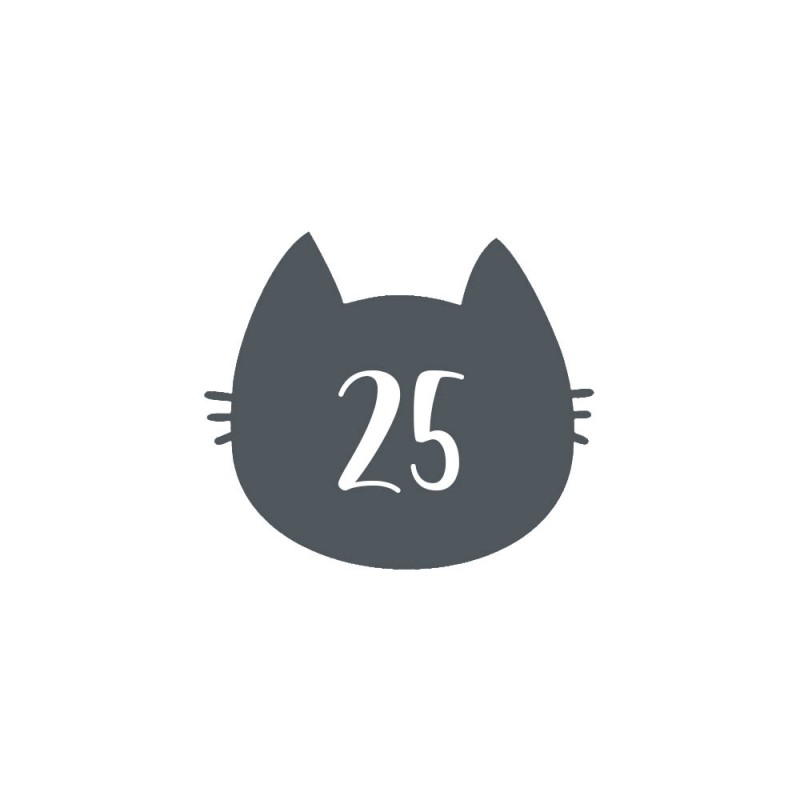 Numéro fantaisie personnalisable pour boite aux lettres couleur gris chiffres blancs - Modèle Chat Numéro fantaisie personnalisable pour boite aux lettres couleur gris chiffres blancs - Modèle Chat