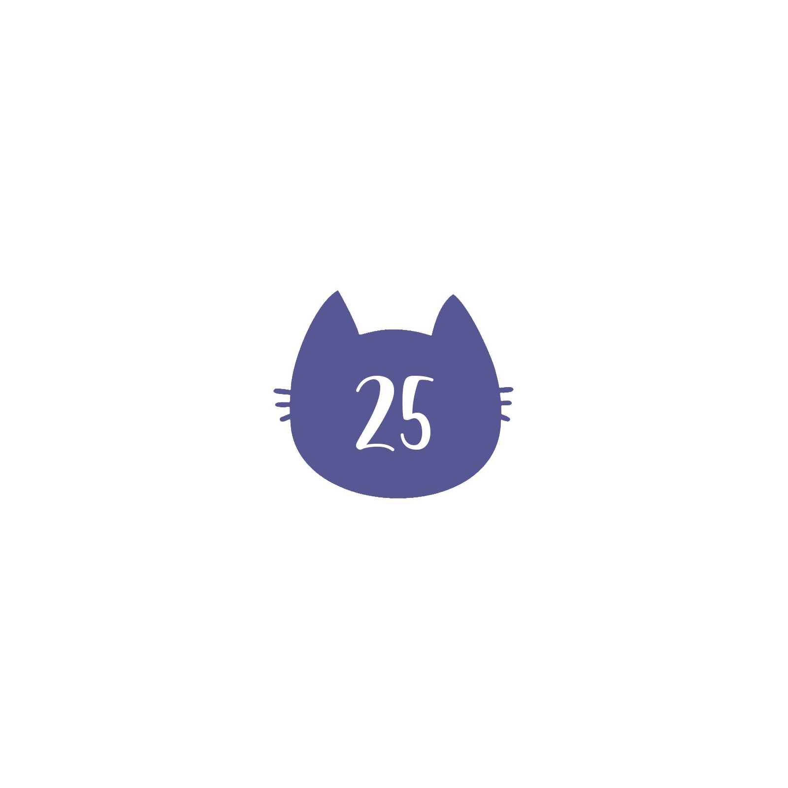 Numéro fantaisie personnalisable pour boite aux lettres couleur violet chiffres blancs - Modèle Chat