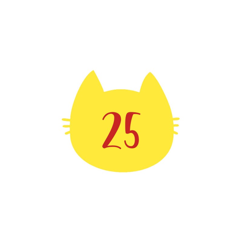 Numéro fantaisie personnalisable pour boite aux lettres couleur jaune chiffres rouges - Modèle Chat