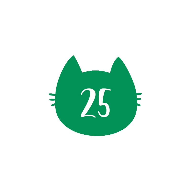 Numéro fantaisie personnalisable pour boite aux lettres couleur vert pomme chiffres blancs - Modèle Chat