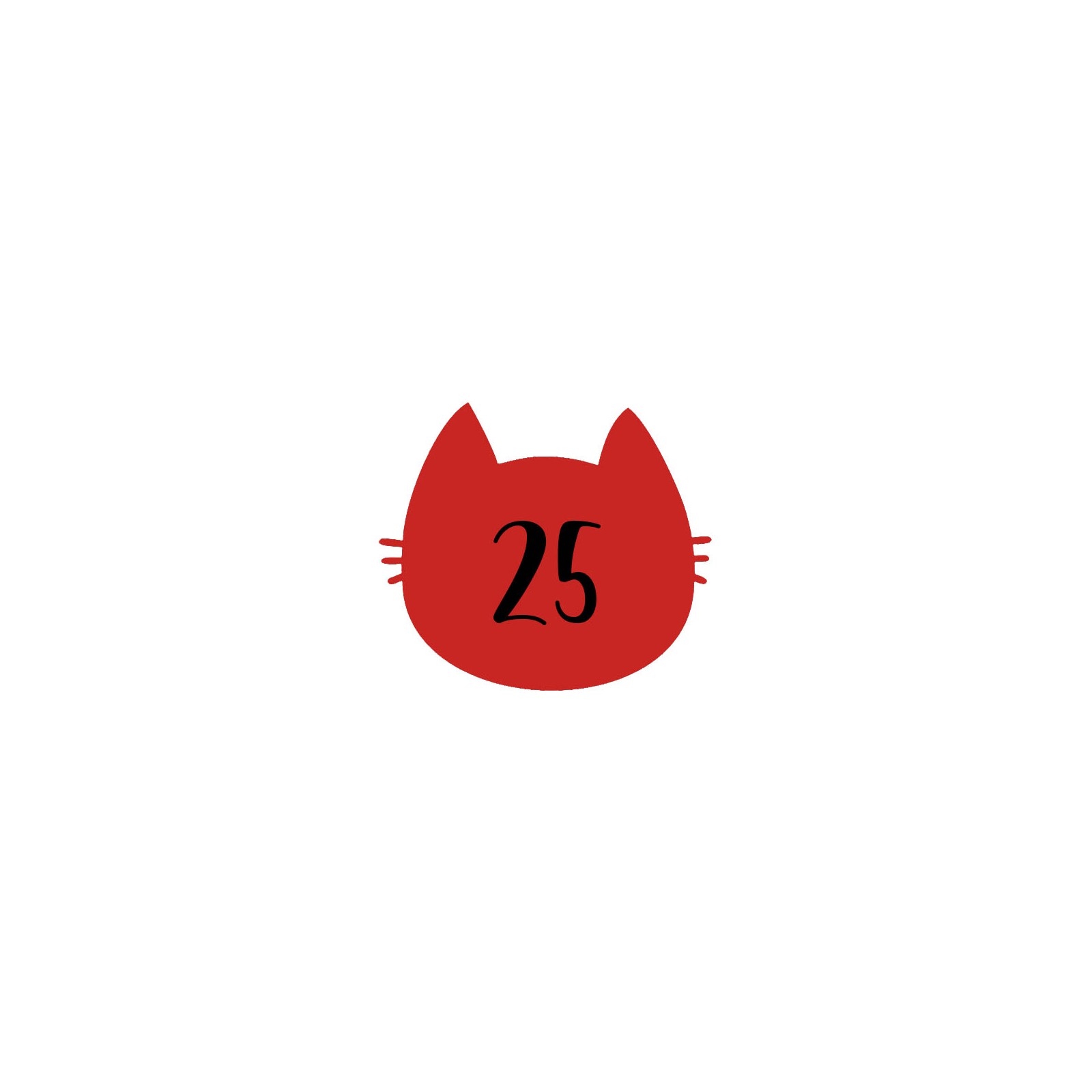 Numéro fantaisie personnalisable pour boite aux lettres couleur rouge chiffres noirs - Modèle Chat