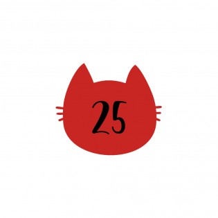 Numéro fantaisie personnalisable pour boite aux lettres couleur rouge chiffres noirs - Modèle Chat