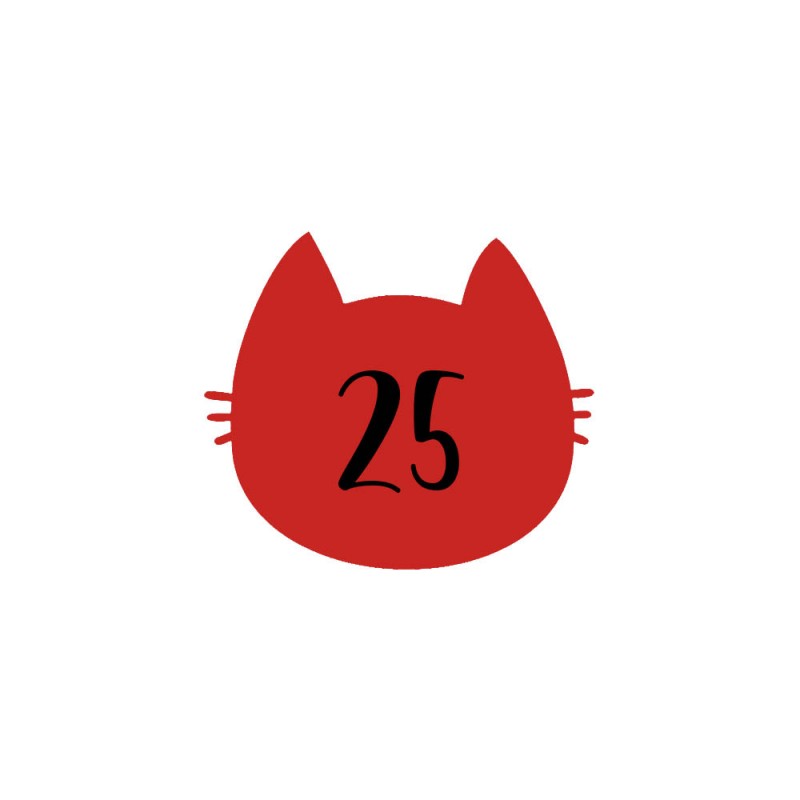 Numéro fantaisie personnalisable pour boite aux lettres couleur rouge chiffres noirs - Modèle Chat Numéro fantaisie personnalisable pour boite aux lettres couleur rouge chiffres noirs - Modèle Chat