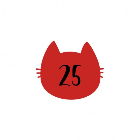 Numéro fantaisie personnalisable pour boite aux lettres couleur rouge chiffres noirs - Modèle Chat
