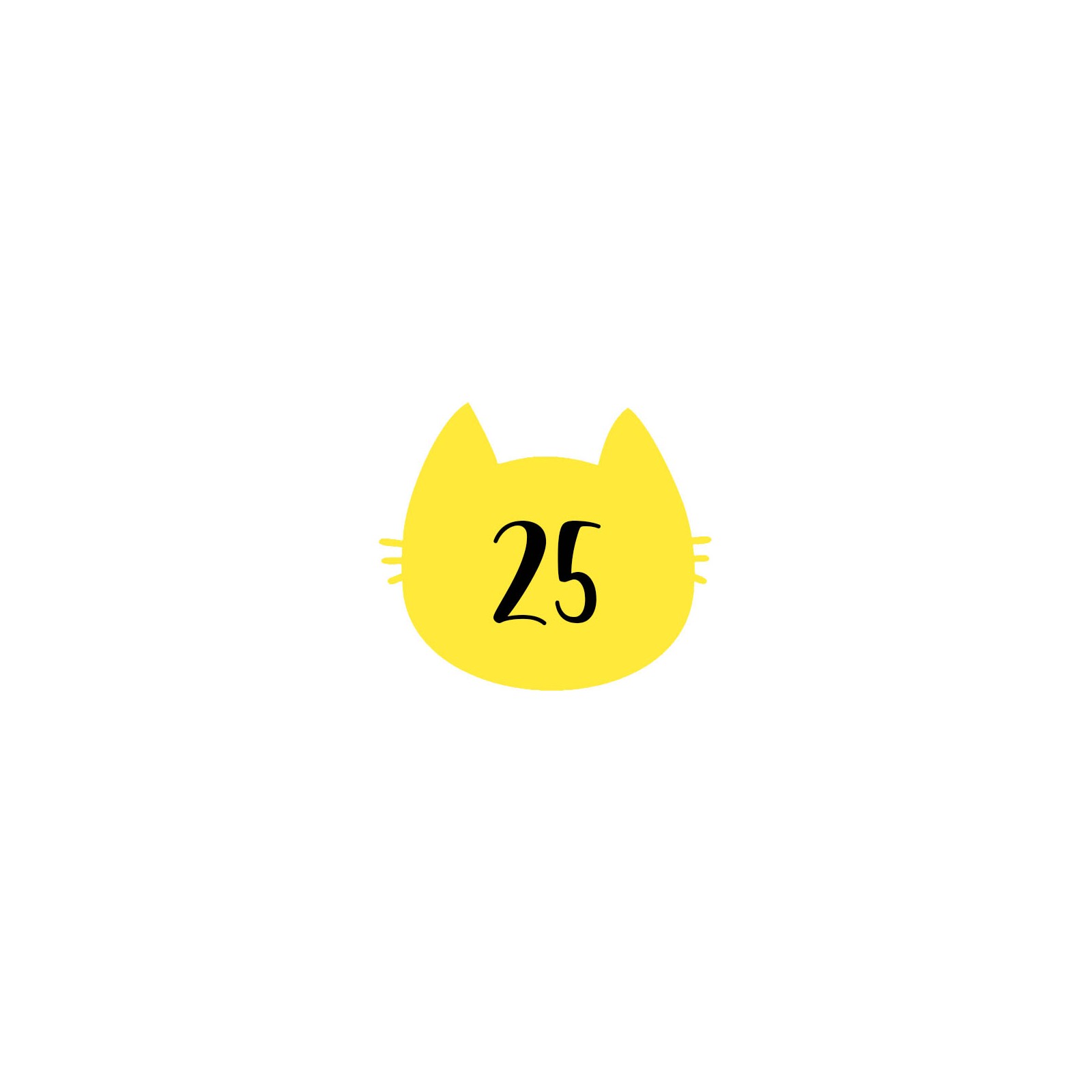 Numéro fantaisie personnalisable pour boite aux lettres couleur jaune chiffres noirs - Modèle Chat