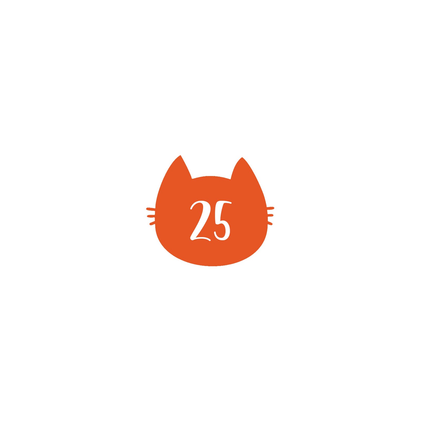 Numéro fantaisie personnalisable pour boite aux lettres couleur orange chiffres blancs - Modèle Chat