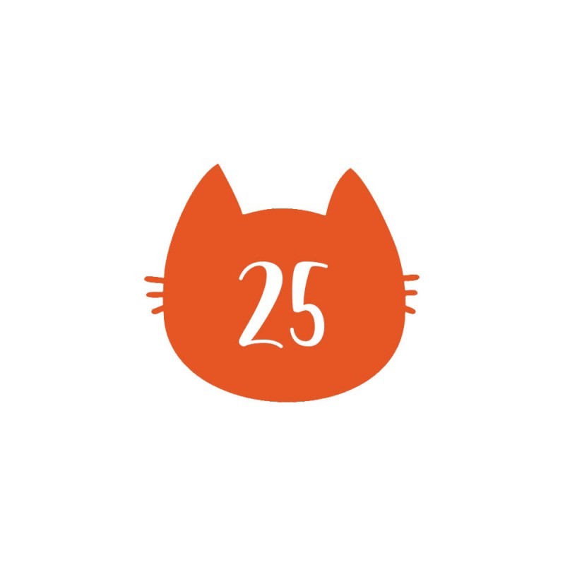 Numéro fantaisie personnalisable pour boite aux lettres couleur orange chiffres blancs - Modèle Chat Numéro fantaisie personnalisable pour boite aux lettres couleur orange chiffres blancs - Modèle Chat