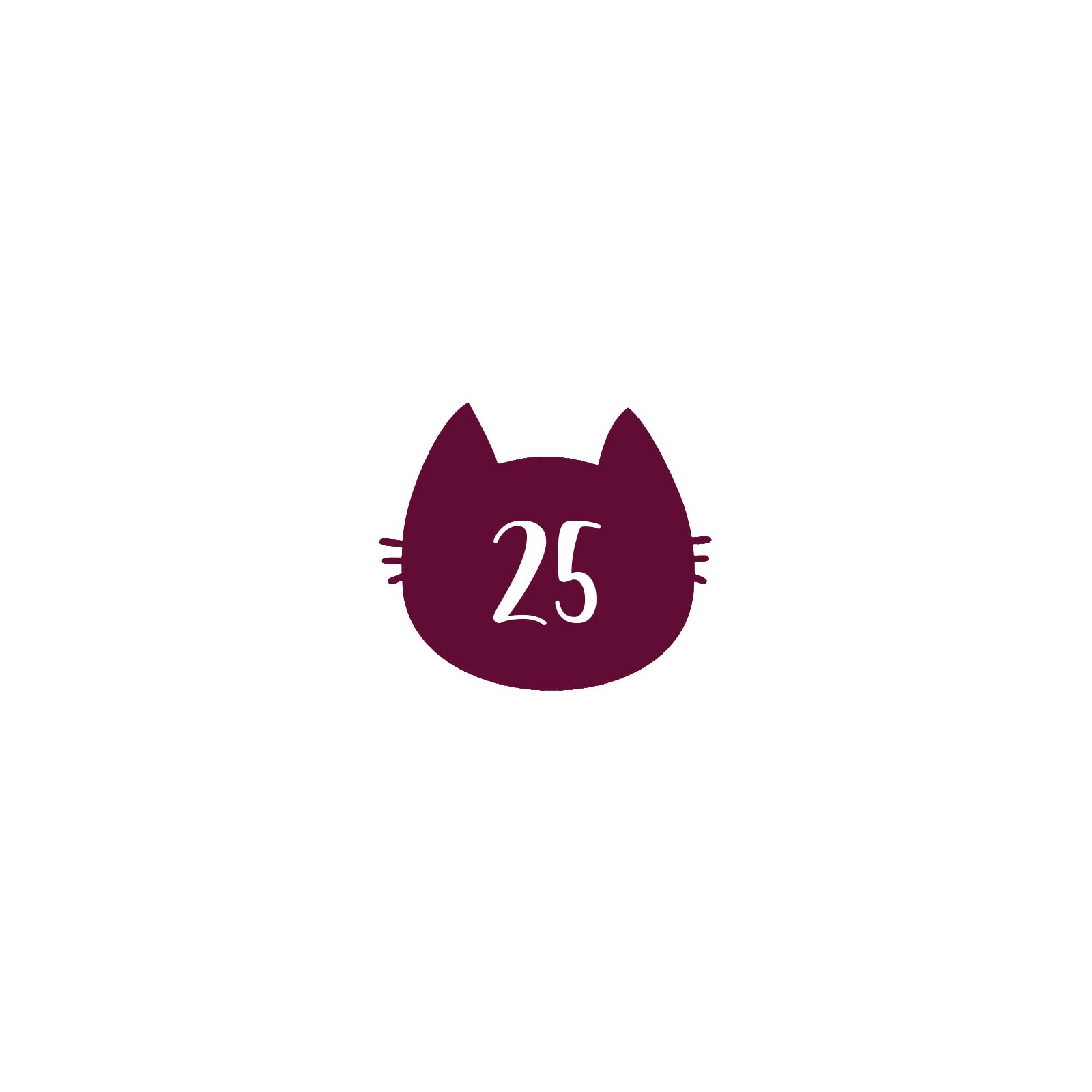 Numéro fantaisie personnalisable pour boite aux lettres couleur bordeaux chiffres blancs - Modèle Chat
