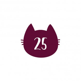 Numéro fantaisie personnalisable pour boite aux lettres couleur bordeaux chiffres blancs - Modèle Chat