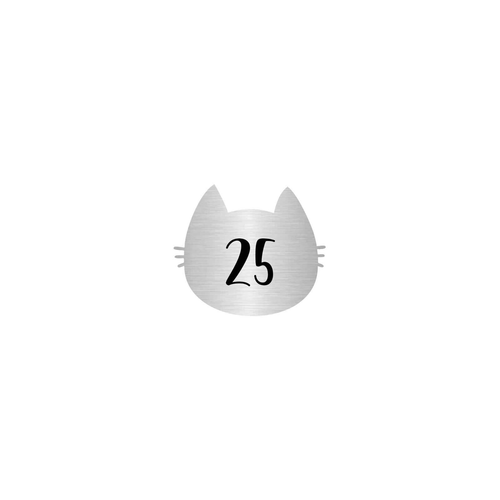 Numéro fantaisie personnalisable pour boite aux lettres couleur argent chiffres noirs - Modèle Chat