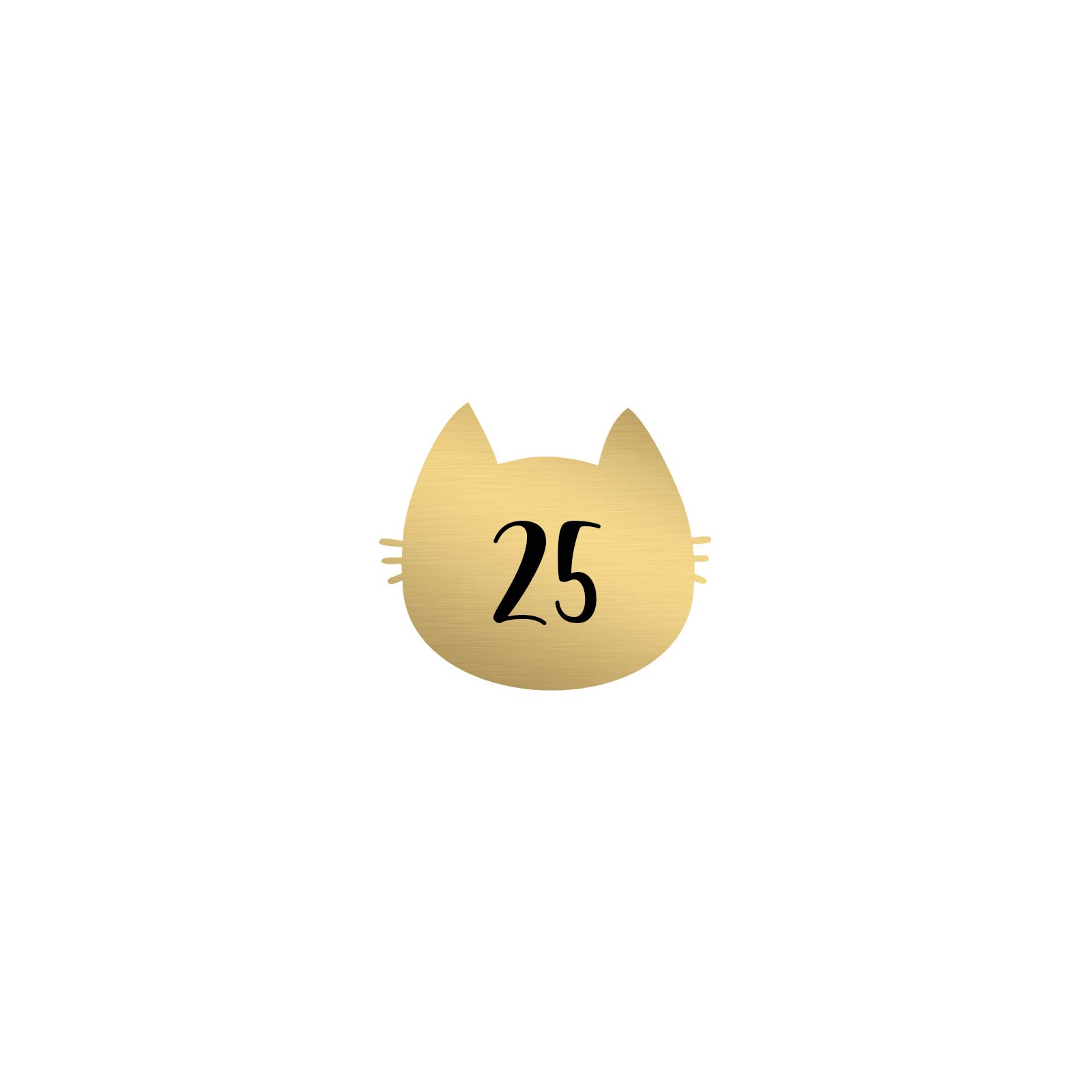 Numéro fantaisie personnalisable pour boite aux lettres couleur or brossé chiffres noirs - Modèle Chat
