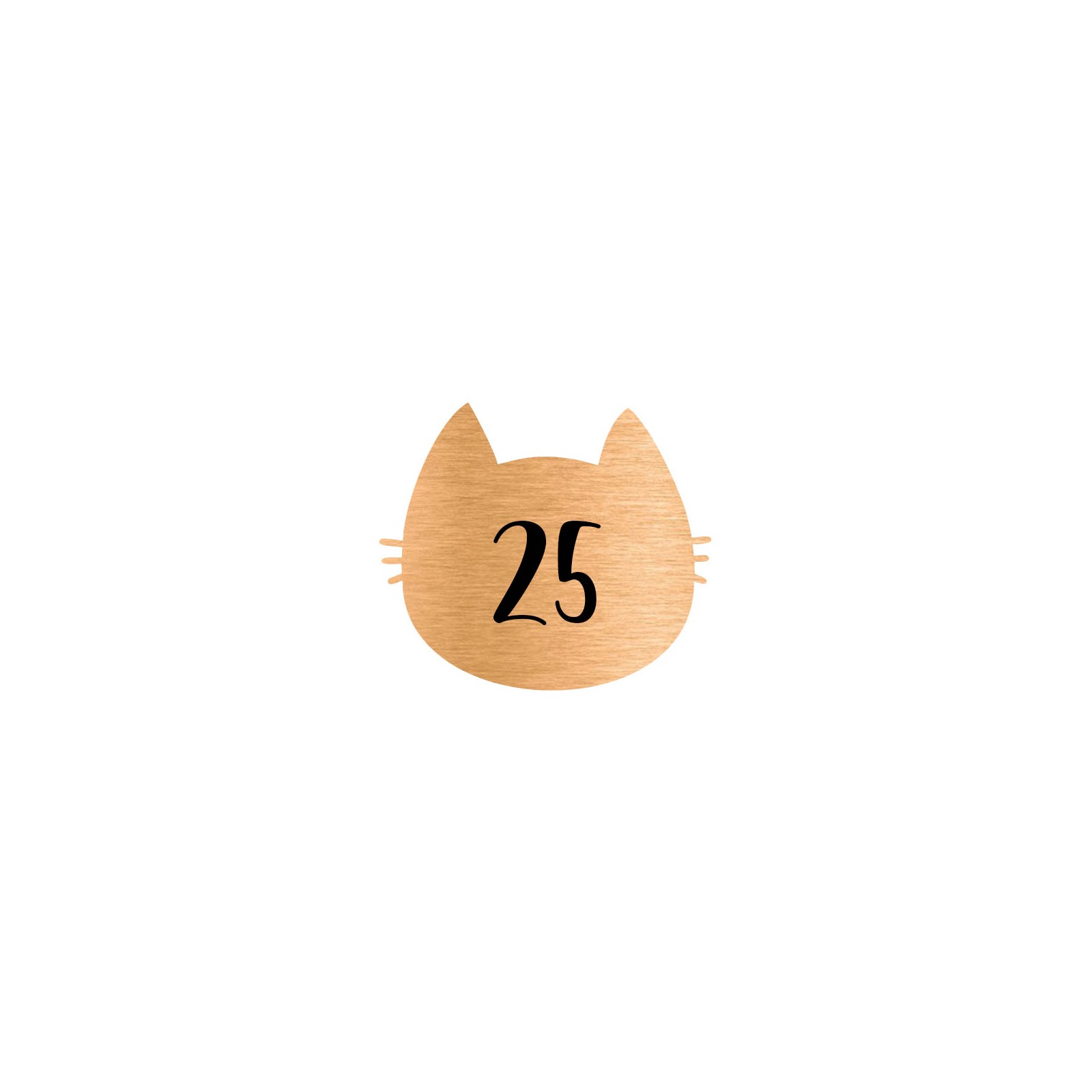 Numéro fantaisie personnalisable pour boite aux lettres couleur cuivre chiffres noirs - Modèle Chat