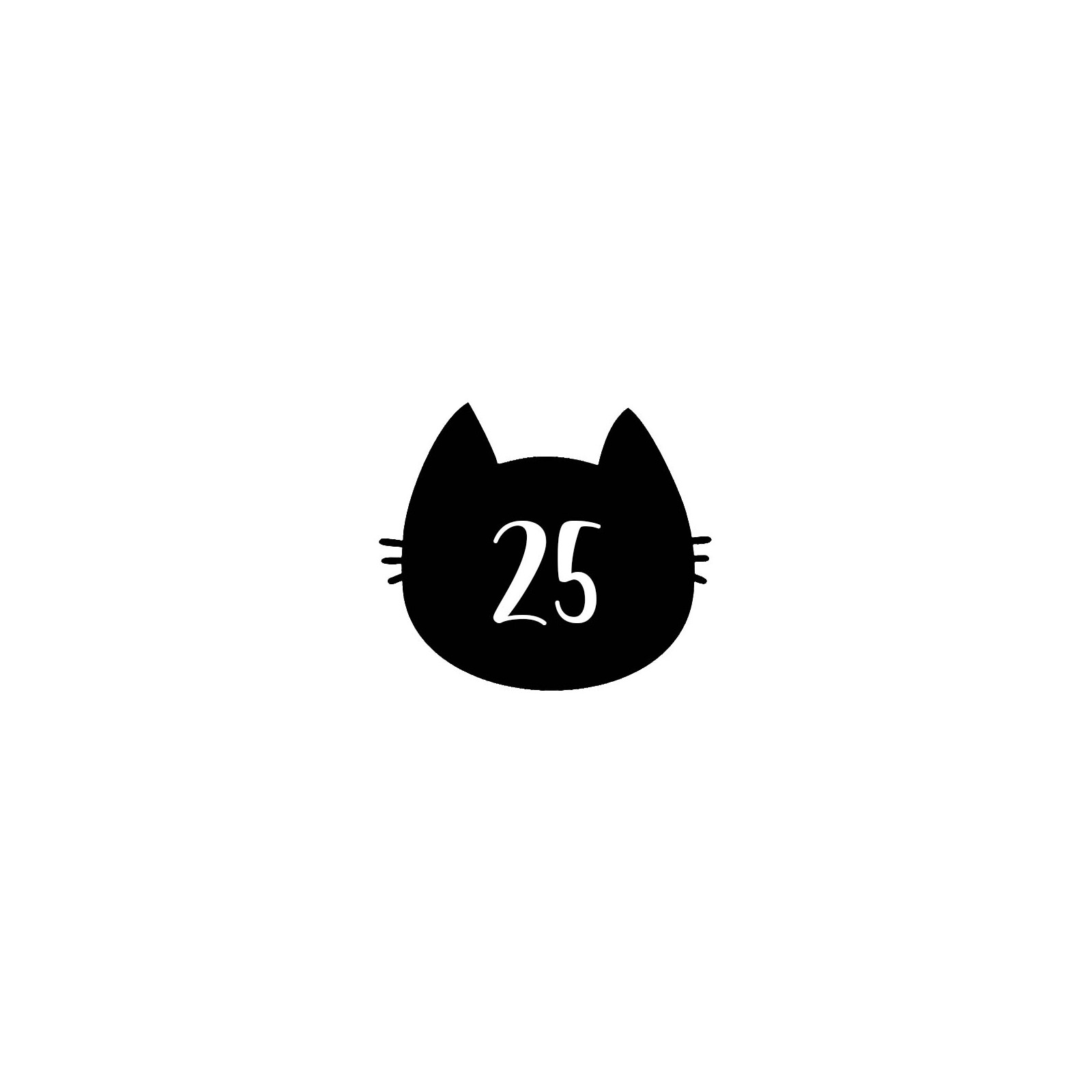 Numéro fantaisie personnalisable pour boite aux lettres couleur noir chiffres blancs - Modèle Chat