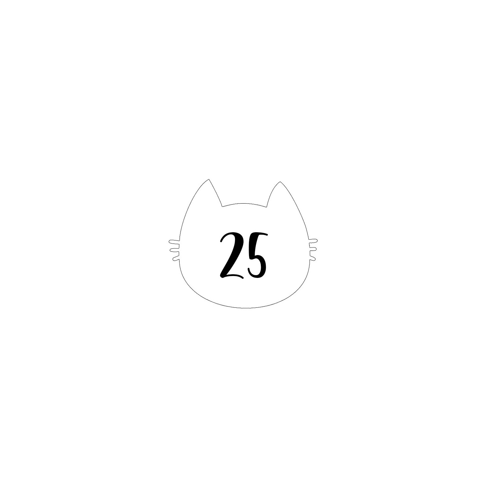 Numéro fantaisie personnalisable pour boite aux lettres couleur blanc chiffres noirs - Modèle Chat