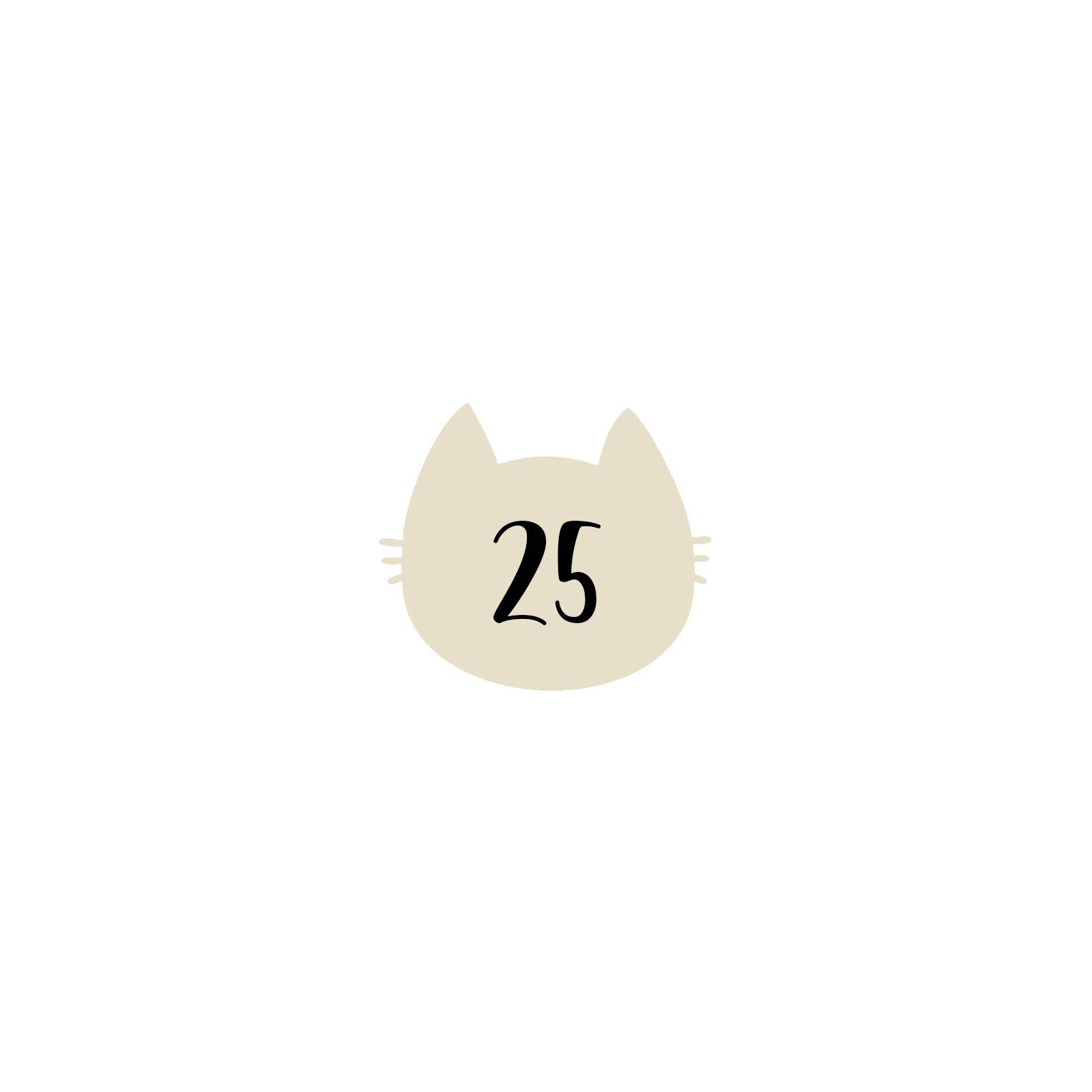 Numéro fantaisie personnalisable pour boite aux lettres couleur beige chiffres noirs - Modèle Chat