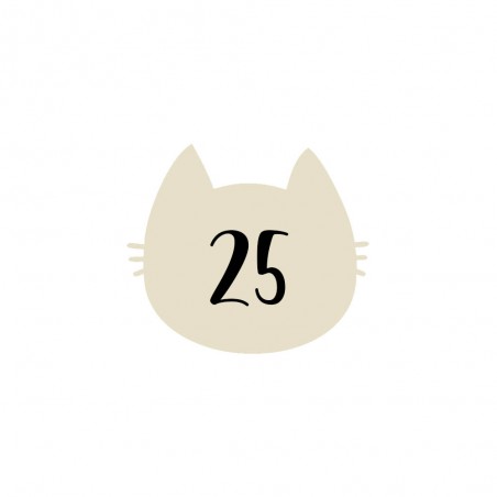 Numéro fantaisie personnalisable pour boite aux lettres couleur beige chiffres noirs - Modèle Chat