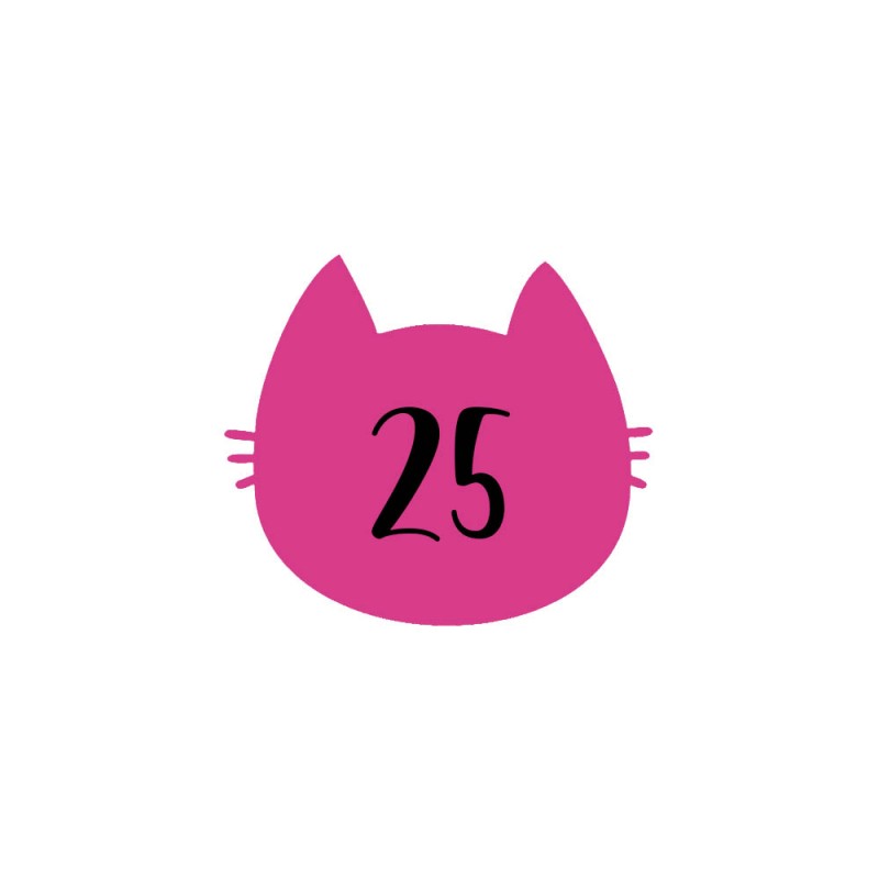 Numéro fantaisie personnalisable pour boite aux lettres couleur rose chiffres noirs - Modèle Chat Numéro fantaisie personnalisable pour boite aux lettres couleur rose chiffres noirs - Modèle Chat