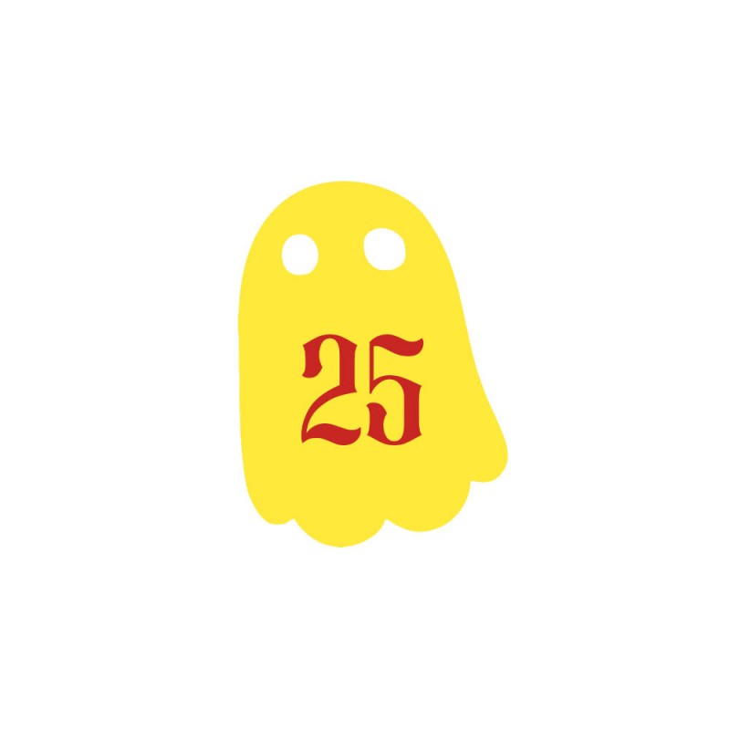 Numéro fantaisie personnalisable pour boite aux lettres couleur jaune chiffres rouges - Modèle Fantôme