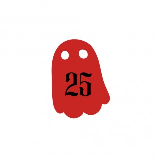 Numéro fantaisie personnalisable pour boite aux lettres couleur rouge chiffres noirs - Modèle Fantôme