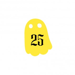 Numéro fantaisie personnalisable pour boite aux lettres couleur jaune chiffres noirs - Modèle Fantôme