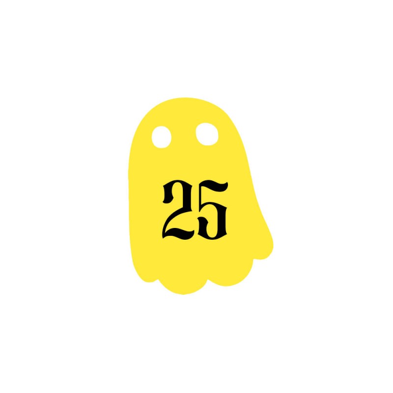 Numéro fantaisie personnalisable pour boite aux lettres couleur jaune chiffres noirs - Modèle Fantôme