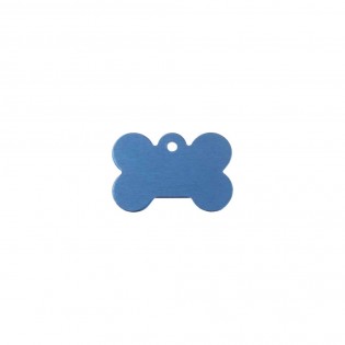 Blue bone-shaped dog tag to personalize on 1 to 2 lines - Small format 20x30 mm
