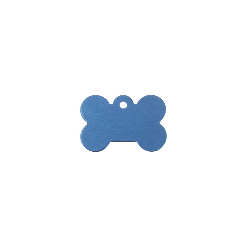 Médaillon Bleu en forme d'os pour chien à personnaliser sur 1 à 2 lignes - Petit format 20x30 mm
