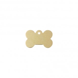 Médaillon Or en forme d'os pour chien à personnaliser sur 1 à 2 lignes - Petit format 20x30 mm