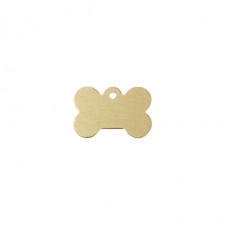 Médaillon Or en forme d'os pour chien à personnaliser sur 1 à 2 lignes - Petit format 20x30 mm
