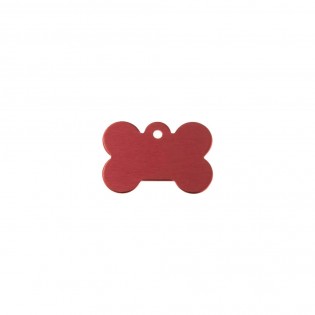 Médaillon Rouge en forme d'os pour chien à personnaliser sur 1 à 2 lignes - Petit format 20x30 mm