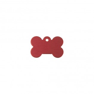 Red bone-shaped dog tag to personalize on 1 to 2 lines - Small format 20x30 mm