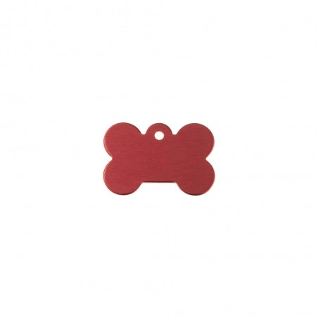 Red bone-shaped dog tag to personalize on 1 to 2 lines - Small format 20x30 mm
