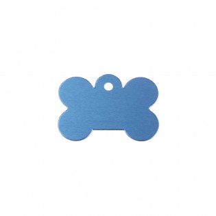 Médaillon en forme d'os Bleu pour chien avec gravure personnalisée 1 à 2 lignes - Grand format 28x40 mm