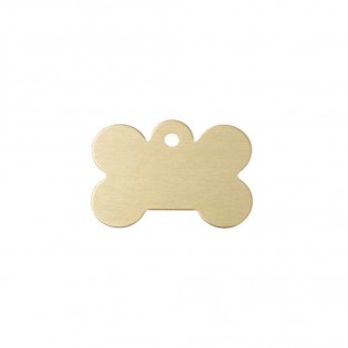Gold bone-shaped dog tag with personalized engraving 1 to 2 lines - Large format 28x40 mm